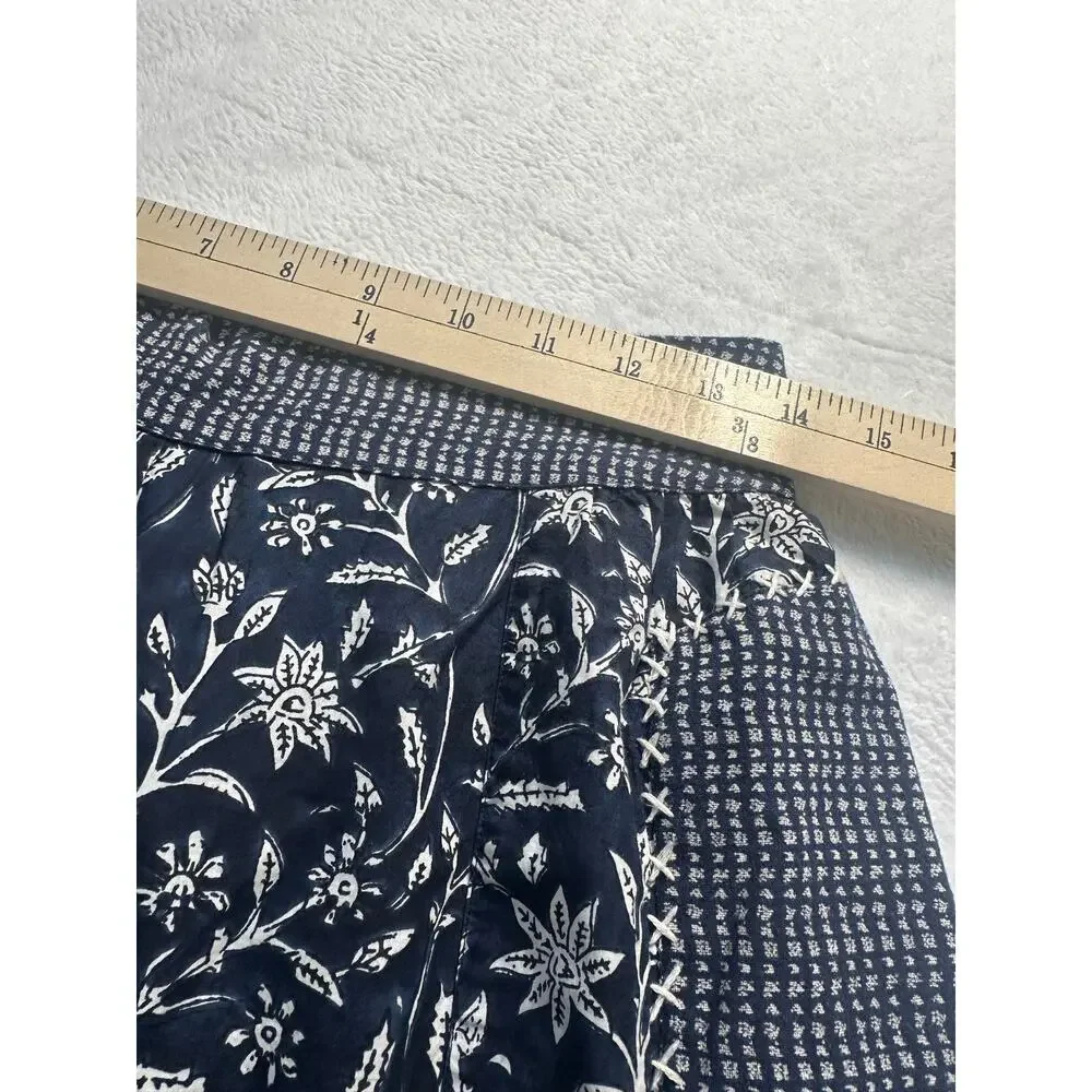 Ulla Johnson Suki Printed Harem Cotton‎ Pants Size 6 Navy Blue Mixed Floral EUC
